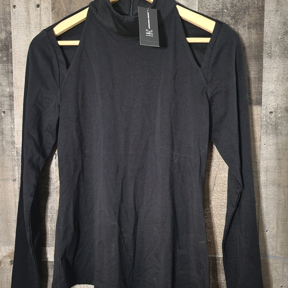 INC mock neck cut out top